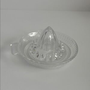 Vintage Clear Glass Citrus Juicer Ribbed Pattern Depression Glass Manual